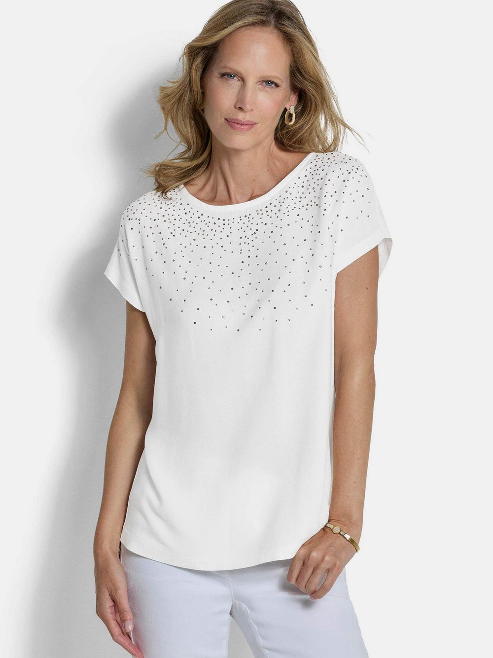 Goldner T-Shirts Damen Viskose weiß, 38