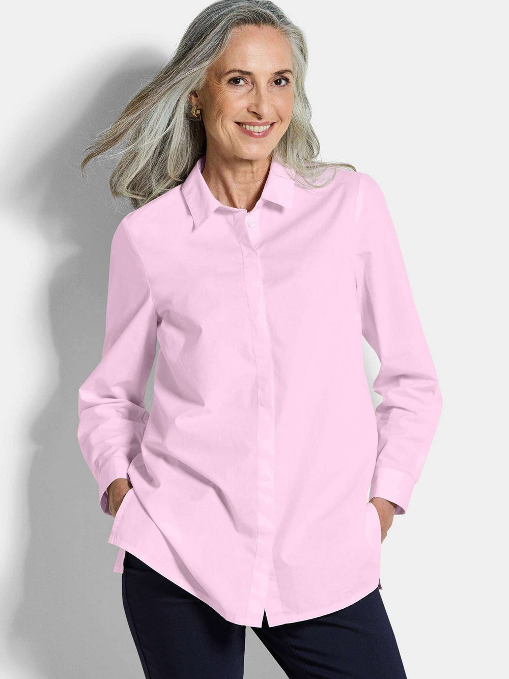 Goldner Hemdblusen Damen Baumwolle rosa, 52