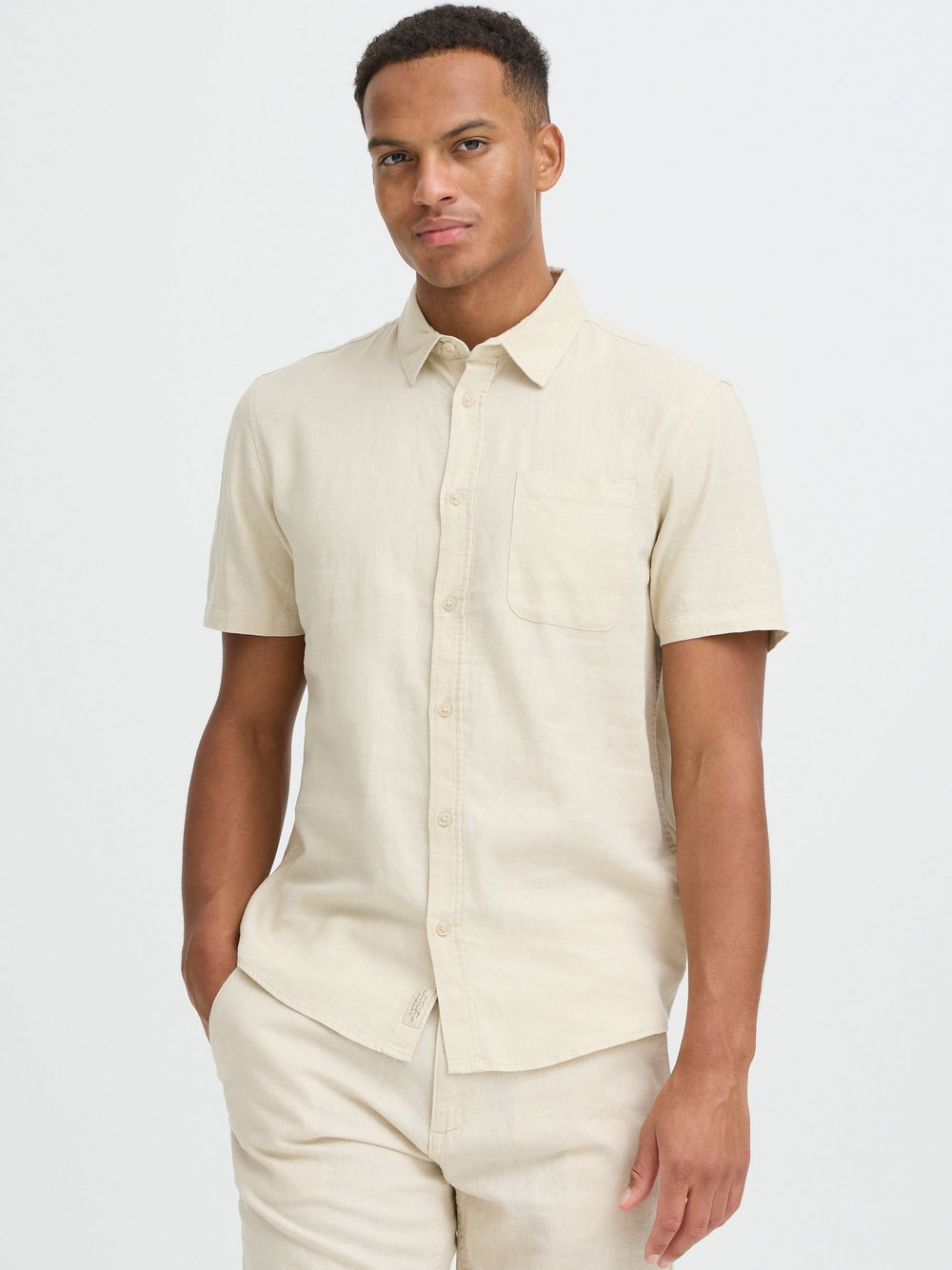 BLEND Leinenhemd  Herren Regular Fit beige, L