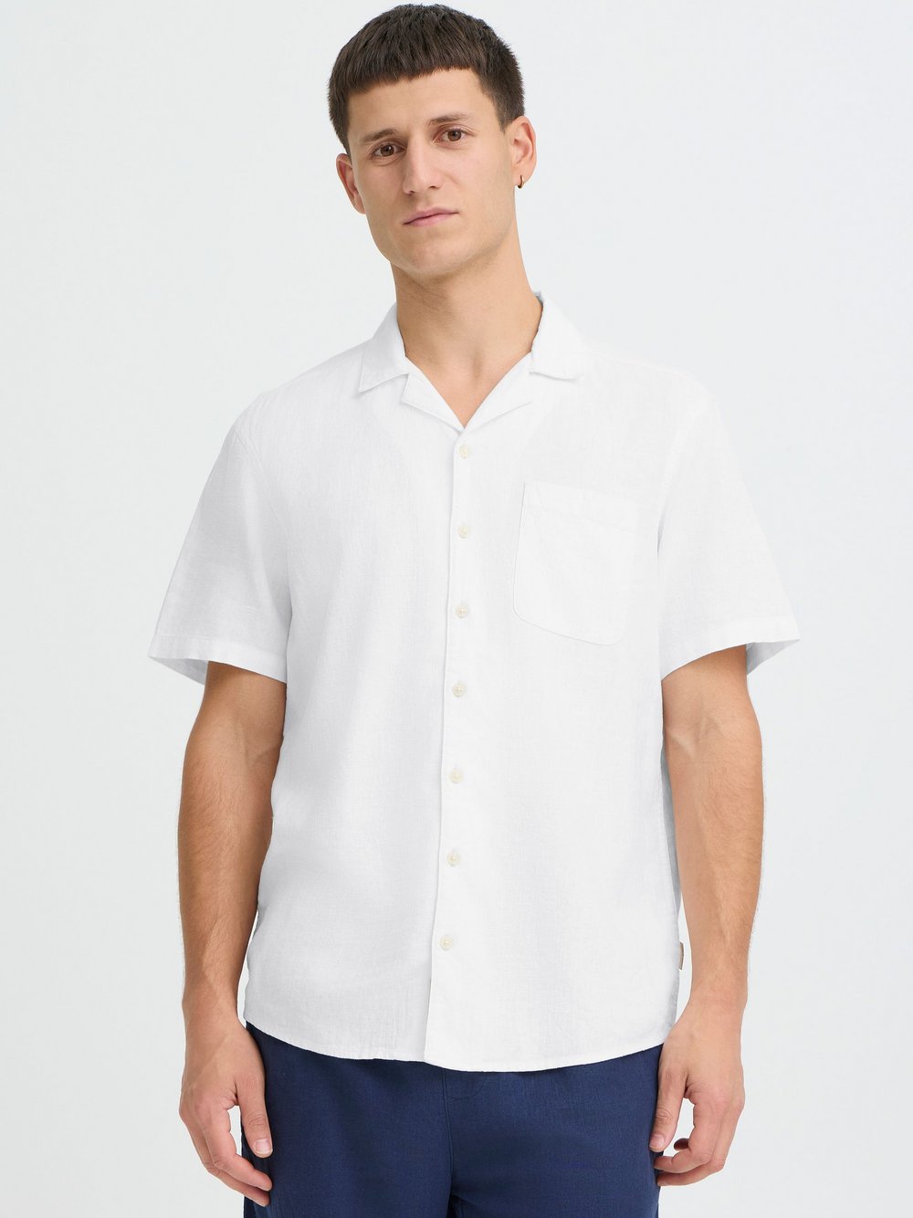 BLEND Leinenhemd  Herren Regular Fit weiß, L