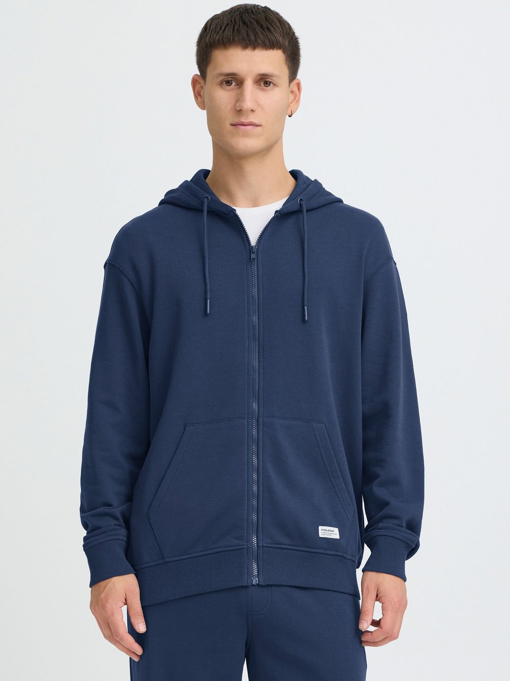 BLEND Kapuzenfleecejacke  Herren Baumwolle blau, XXXL