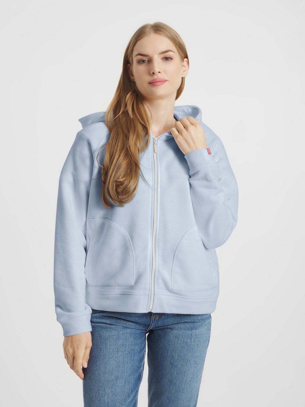 Frieda & Freddies Kapuzensweatshirtjacke Damen Baumwolle blau, 42
