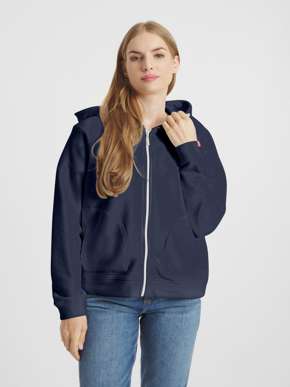 Thumbnail - Frieda & Freddies Kapuzensweatshirtjacke Damen Baumwolle blau, 36