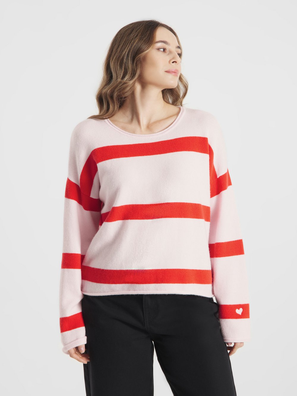 Thumbnail - Frieda & Freddies Strickpullover Damen Viskose rosa gestreift, 40