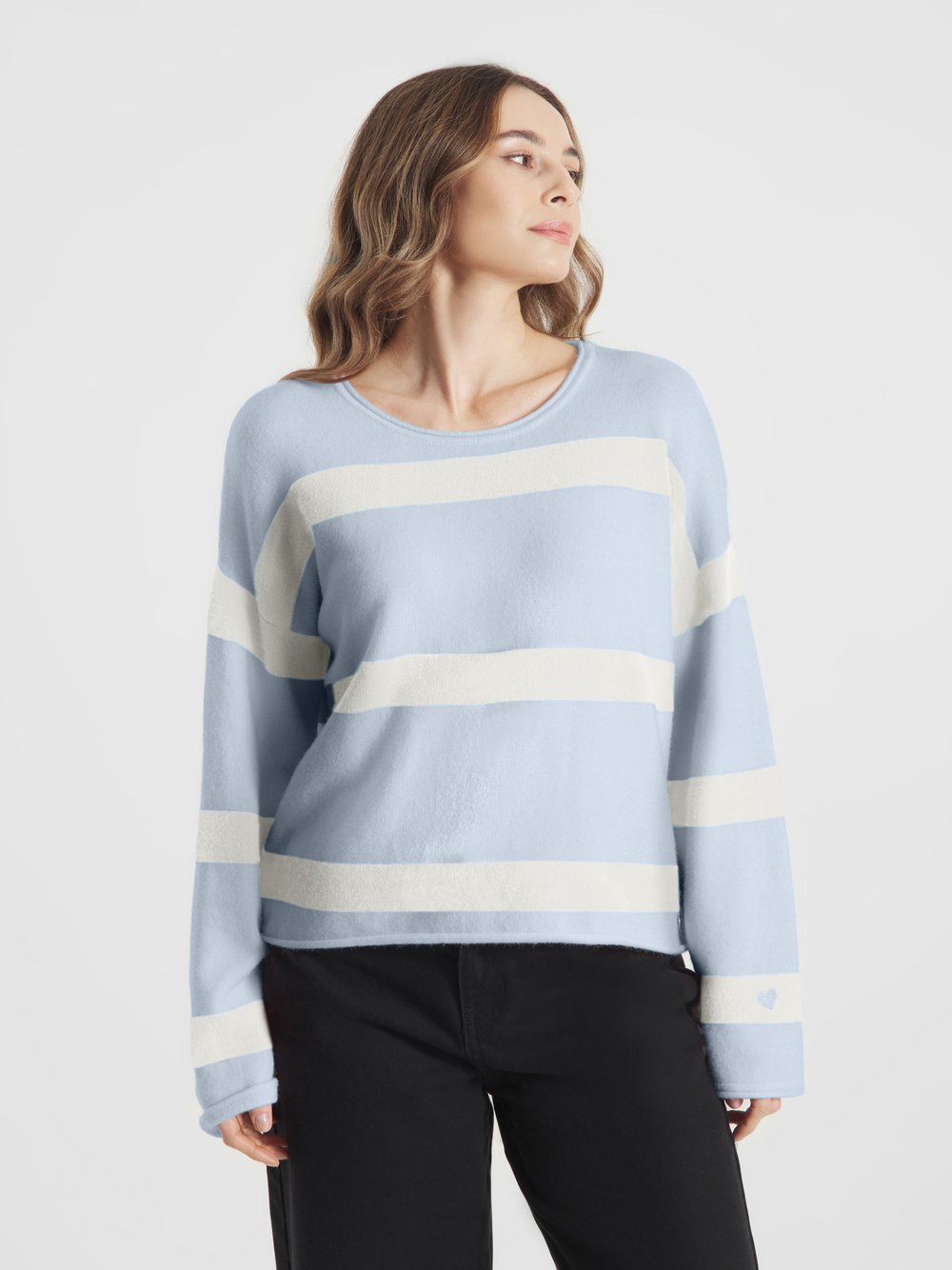 Frieda & Freddies Strickpullover Damen Viskose blau gestreift, 34