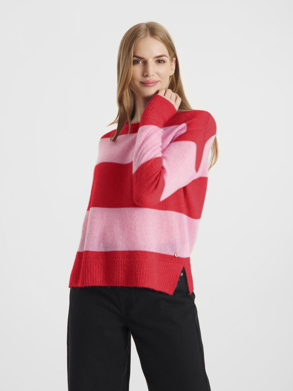 Frieda & Freddies Strickpullover Damen Polyamid rot gestreift, 36