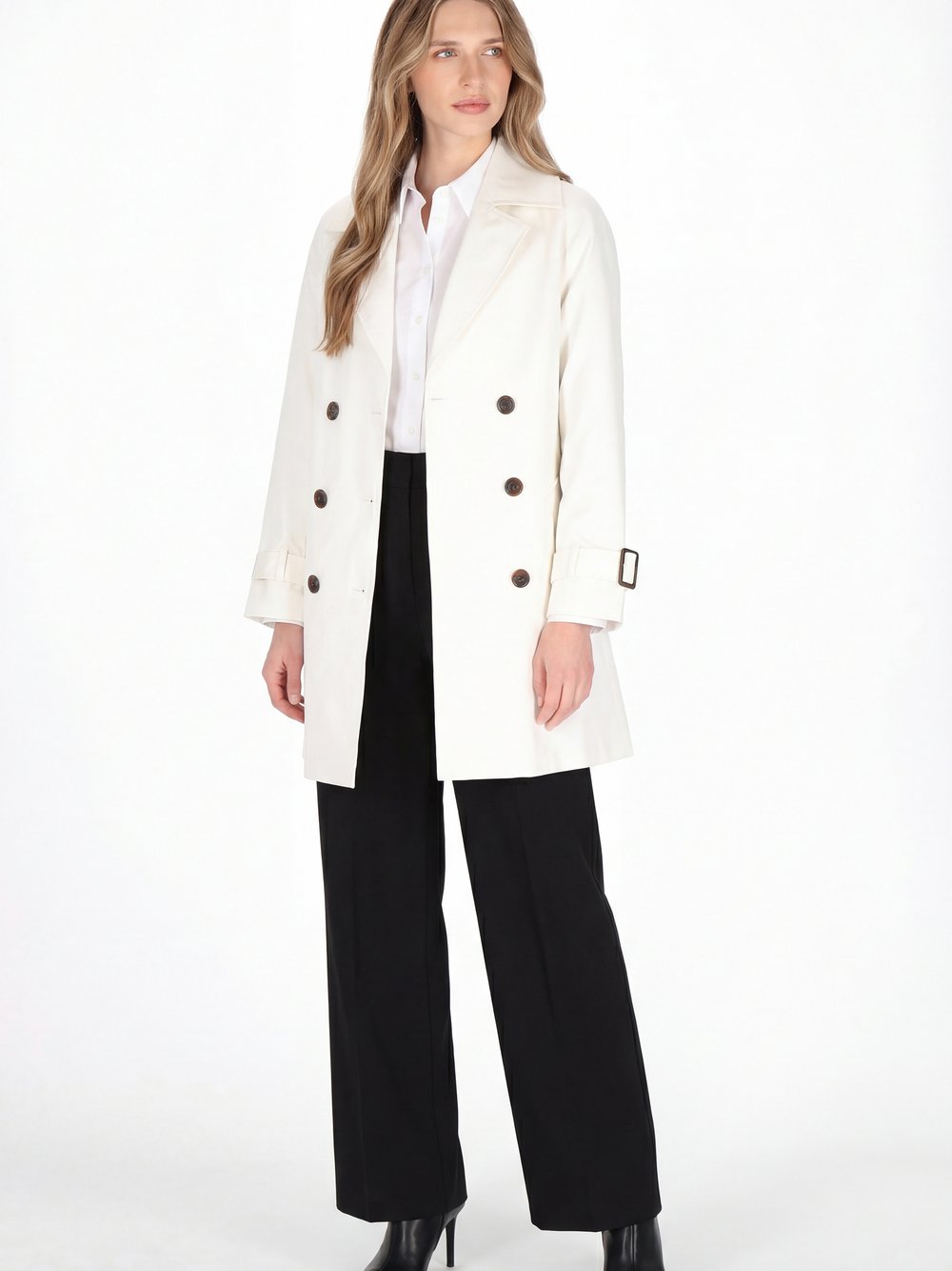 Dreimaster Mantel Damen Baumwolle weiß, S