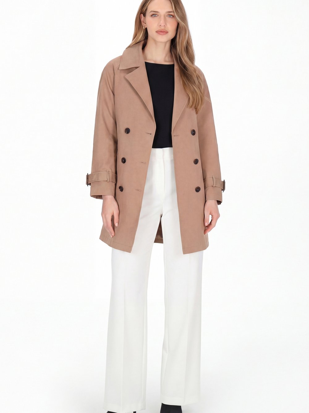 Dreimaster Mantel Damen Baumwolle braun, XXL