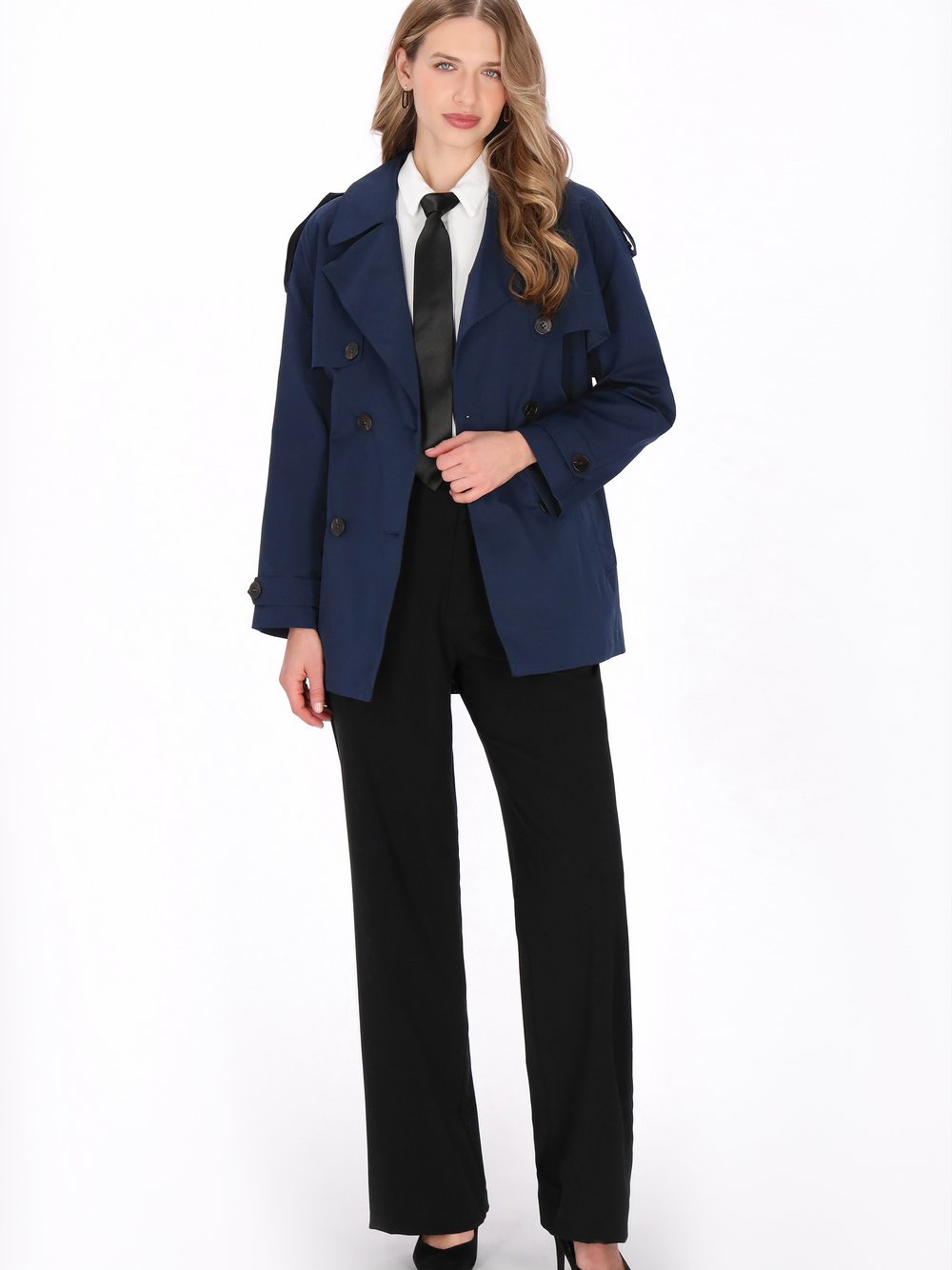 Dreimaster Mantel Für Damen - Marineblau Groß - Bild 2