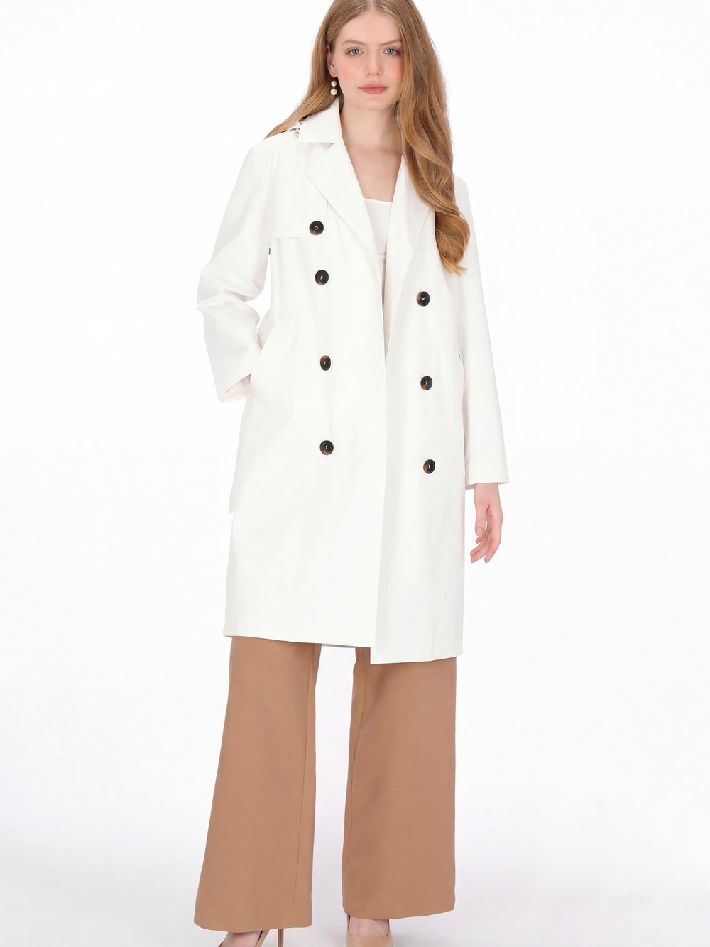 Dreimaster Mantel Damen weiß, M