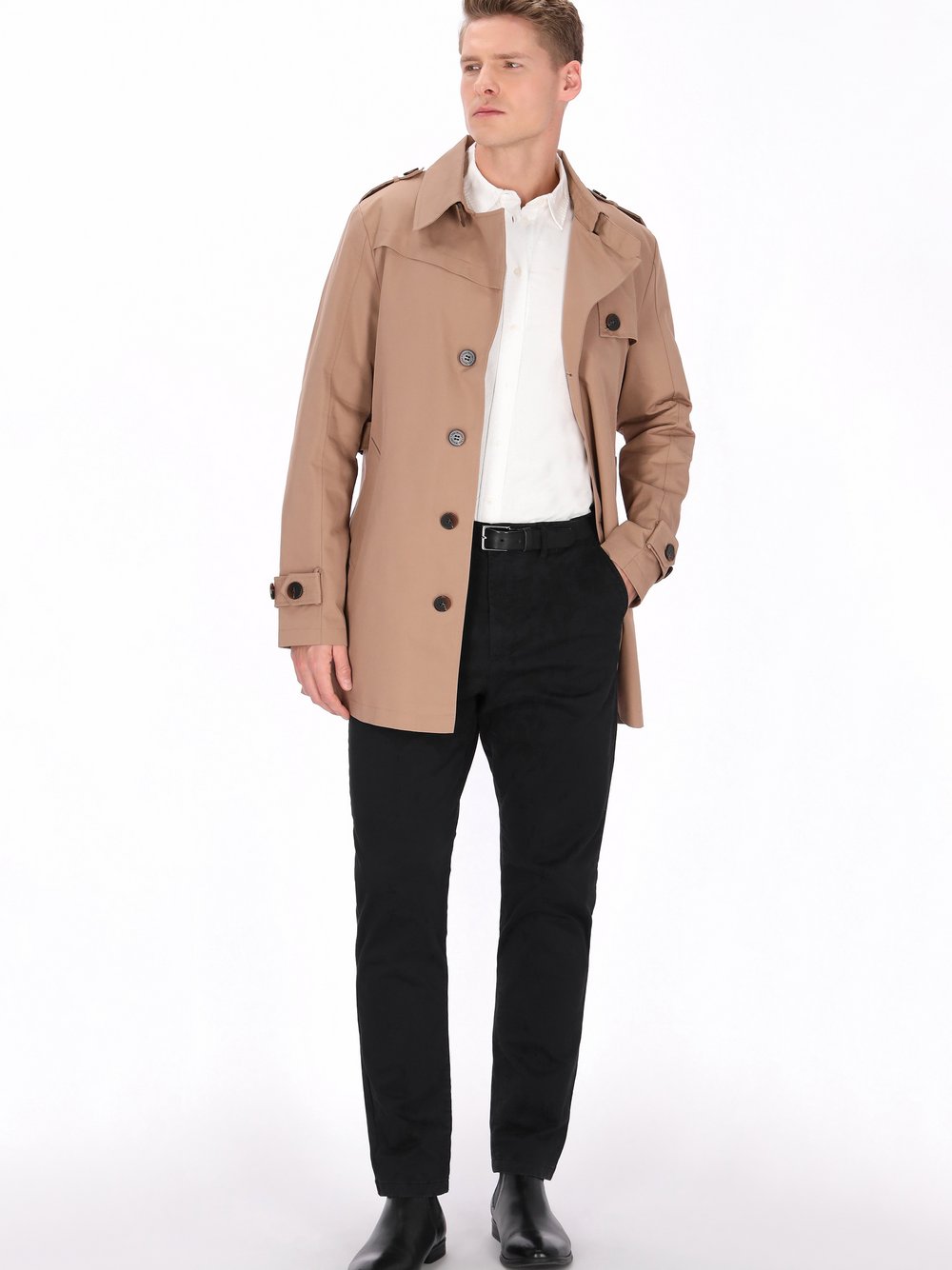 Dreimaster Mantel Herren Baumwolle braun, M