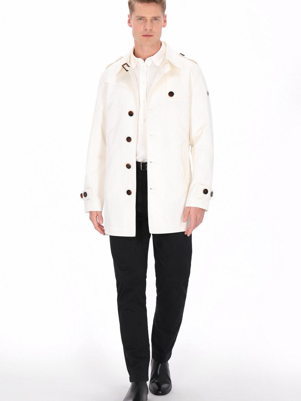 Dreimaster Mantel Herren Baumwolle weiß, XXL