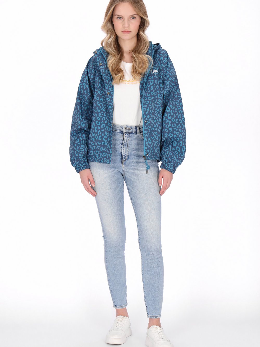 Schmuddelwedda Jacke Damen blau bedruckt, XL