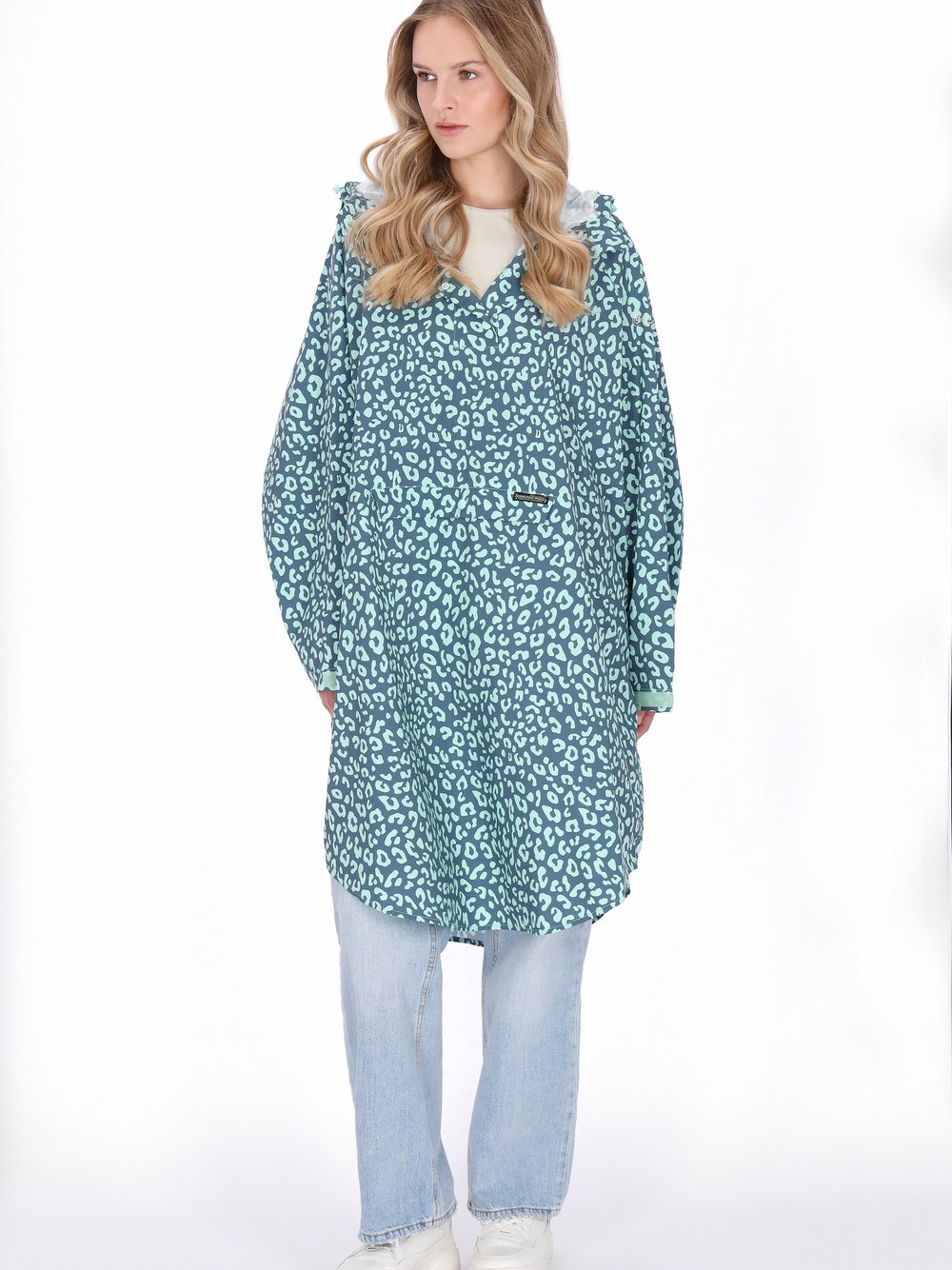 Schmuddelwedda Mantel Damen blau bedruckt, XXL