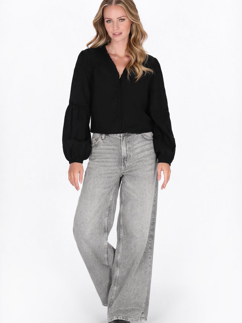 Dreimaster Hemd Damen Baumwolle schwarz, XXL