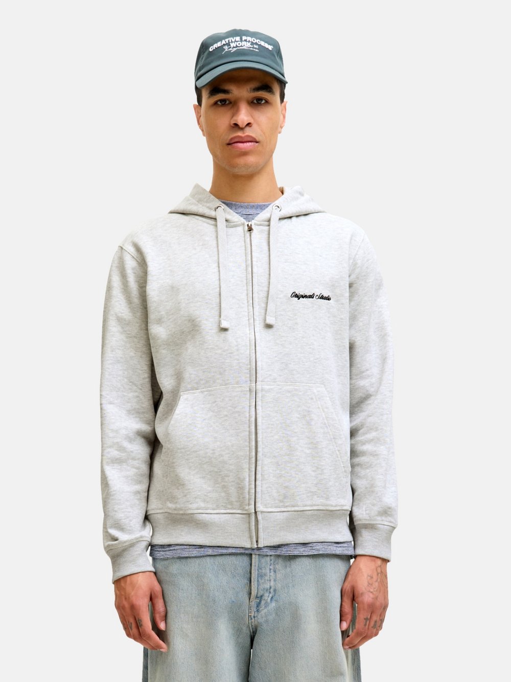 Jack & Jones Kapuzenjacke Herren Baumwolle grau meliert, S