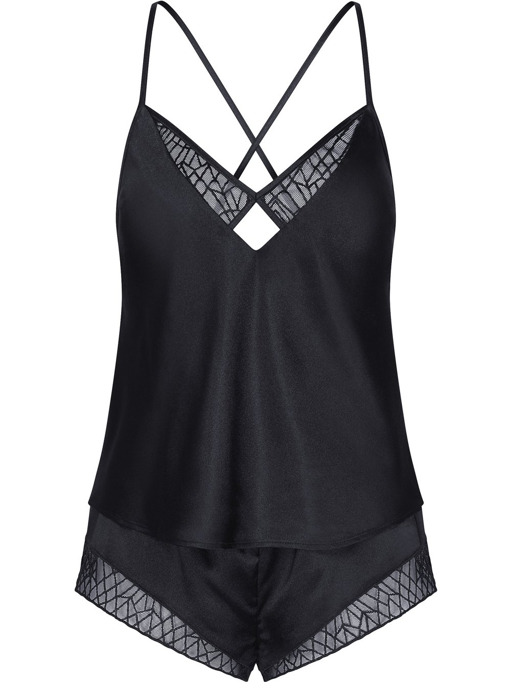 Triumph Pyjama Damen schwarz bedruckt, 36