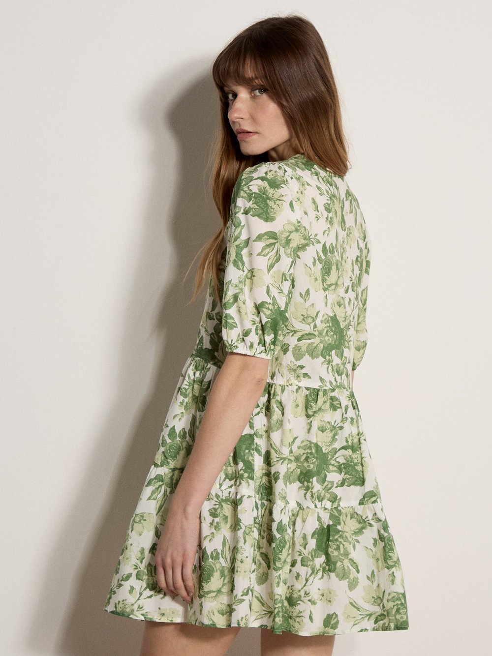 Apricot Minikleid Damen Baumwolle grün gemustert, 42