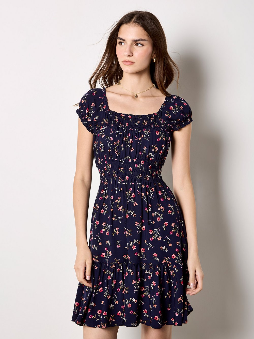 Apricot Minikleid Damen Viskose blau gemustert, 42