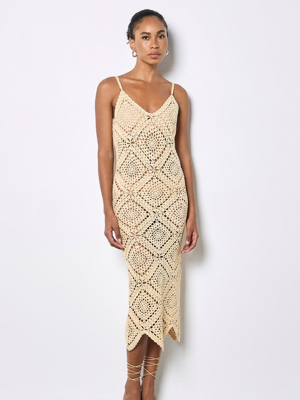 Apricot Midikleid Damen beige gemustert, 40