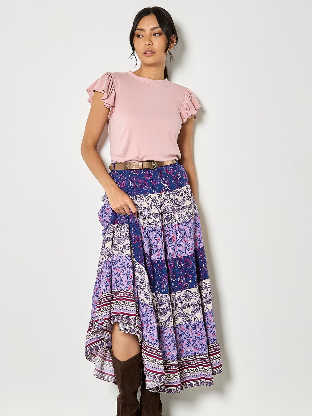 Apricot Rock Damen Rippe lila gemustert, 38