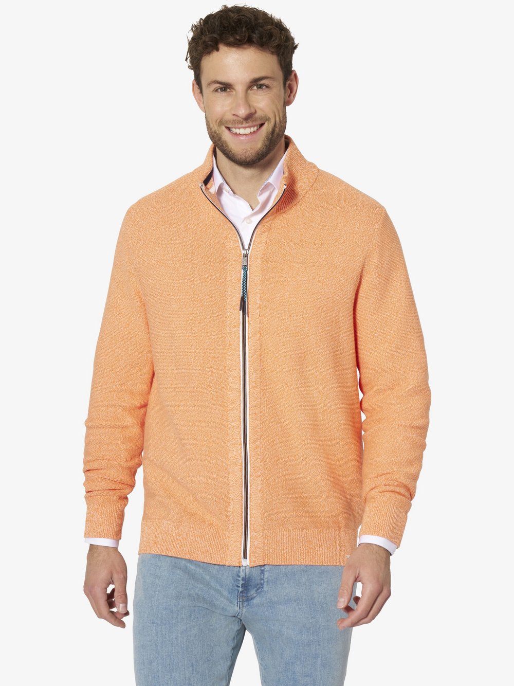 Thumbnail - BABISTA Strickjacke Herren Baumwolle orange gemustert, XXXL