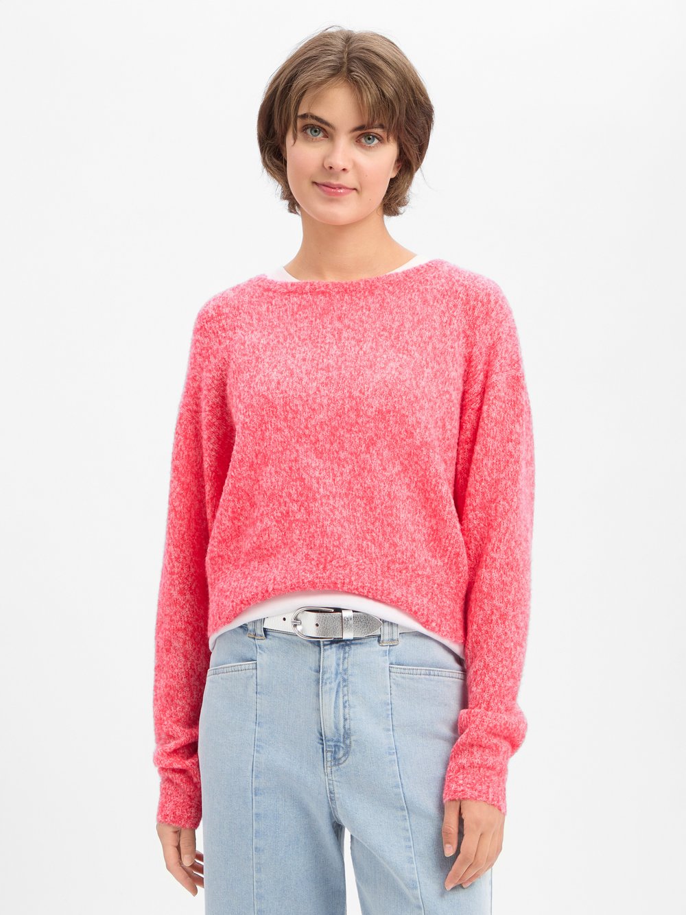 american vintage Wollpullover Damen Polyamid rot meliert, S