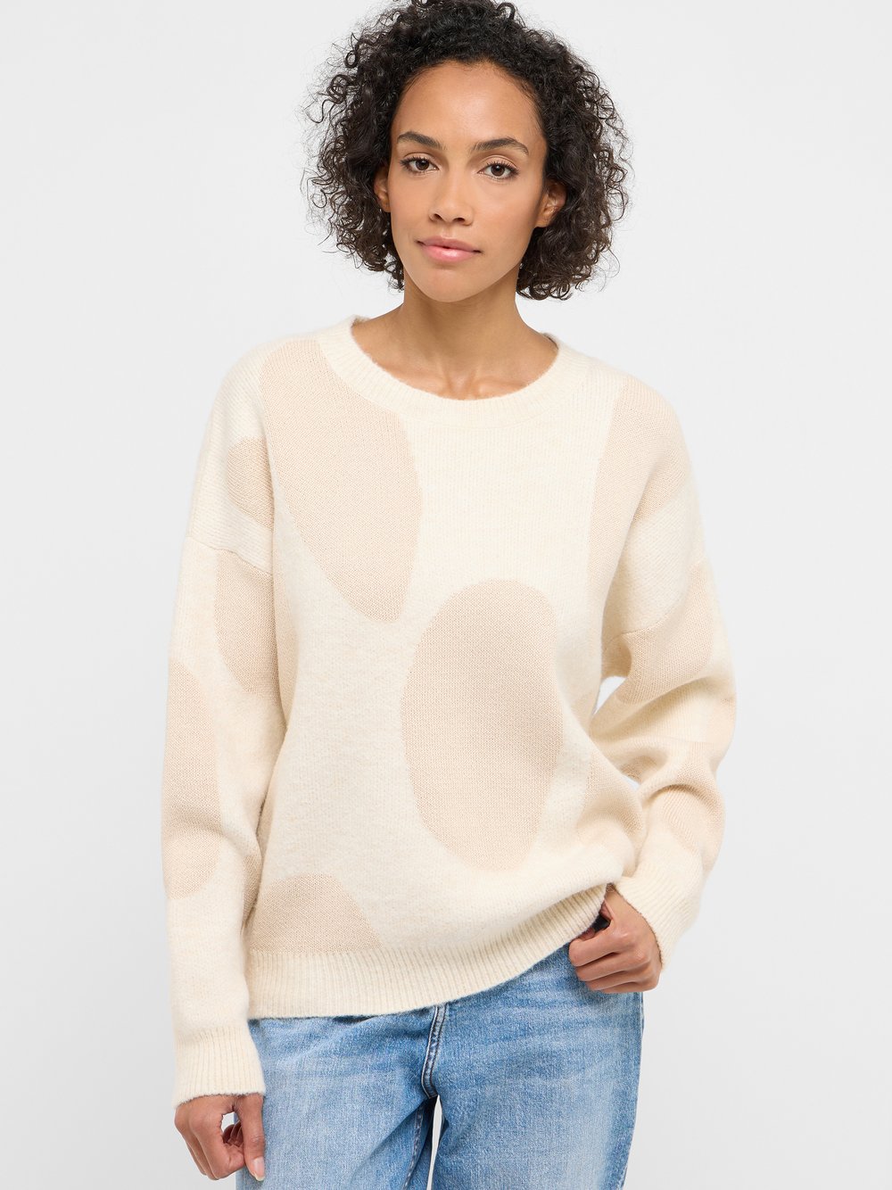 Mustang Strickpullover Damen Baumwolle weiß gemustert, S