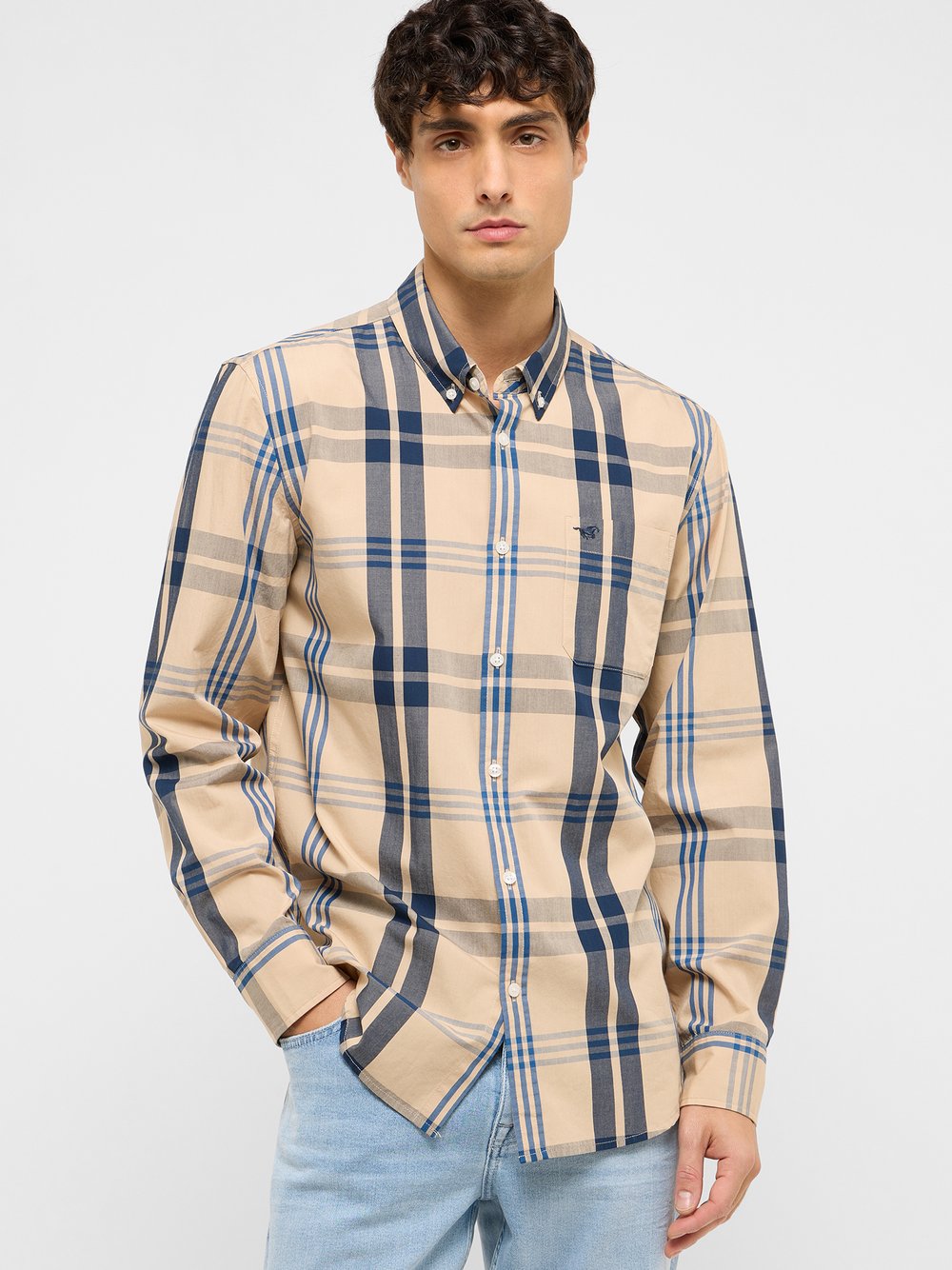 Mustang Hemd Herren Regular Fit Baumwolle mehrfarbig, L