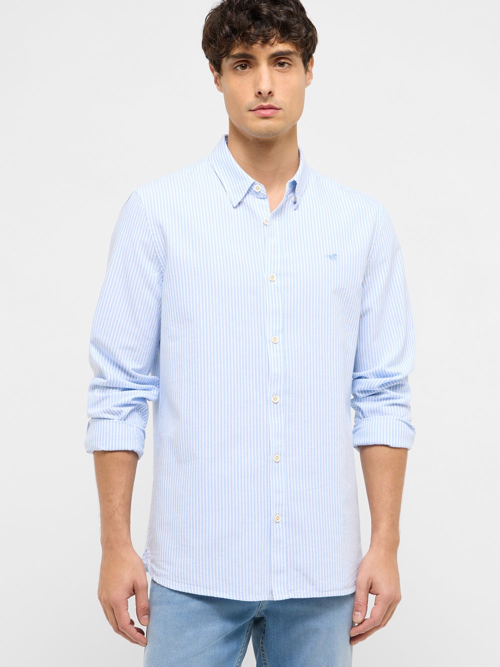 Mustang Hemd Herren Regular Fit Baumwolle blau, XXL