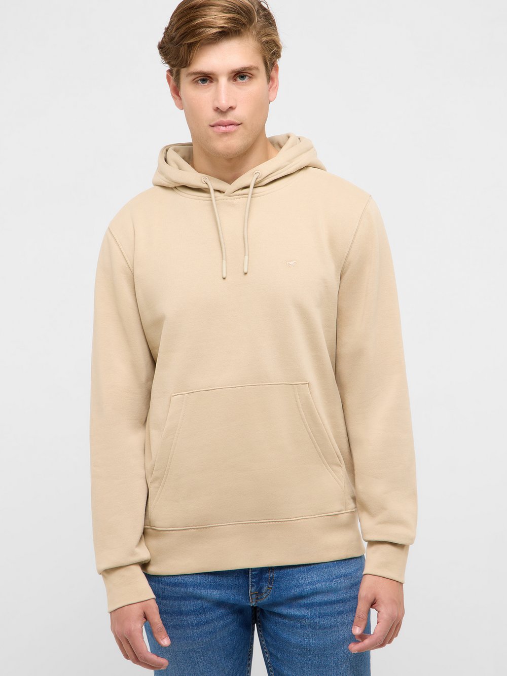 Thumbnail - Mustang Hoodie Herren Baumwolle beige, L