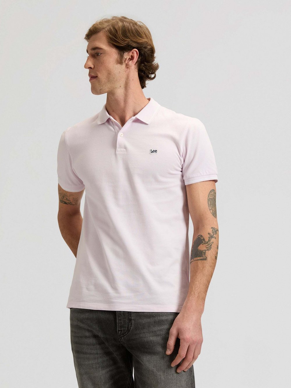 Lee Polo Herren Baumwolle rosa bedruckt, XL