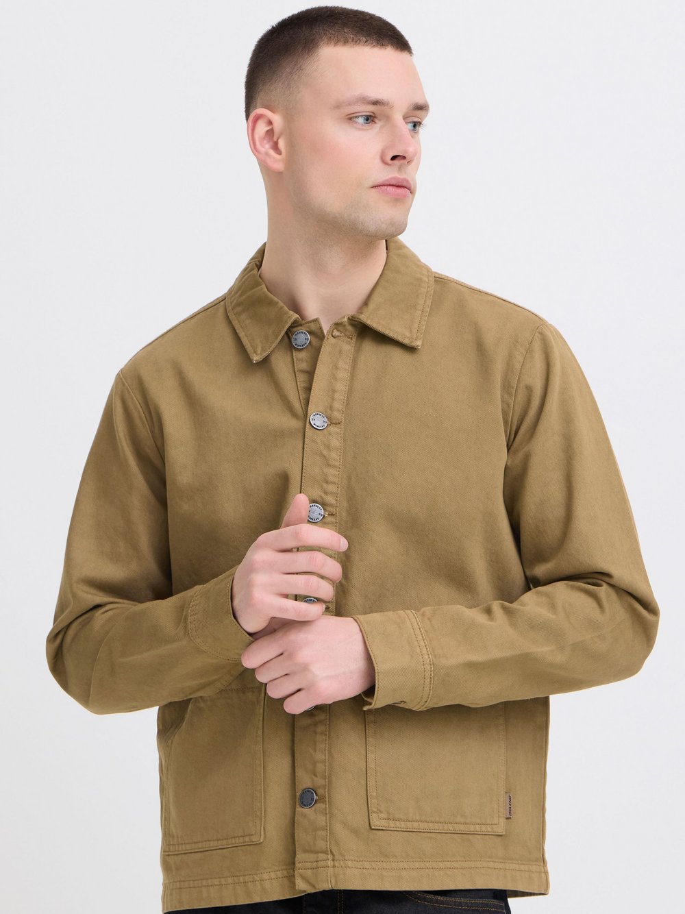 BLEND Hemdjacke Herren Baumwolle braun, S