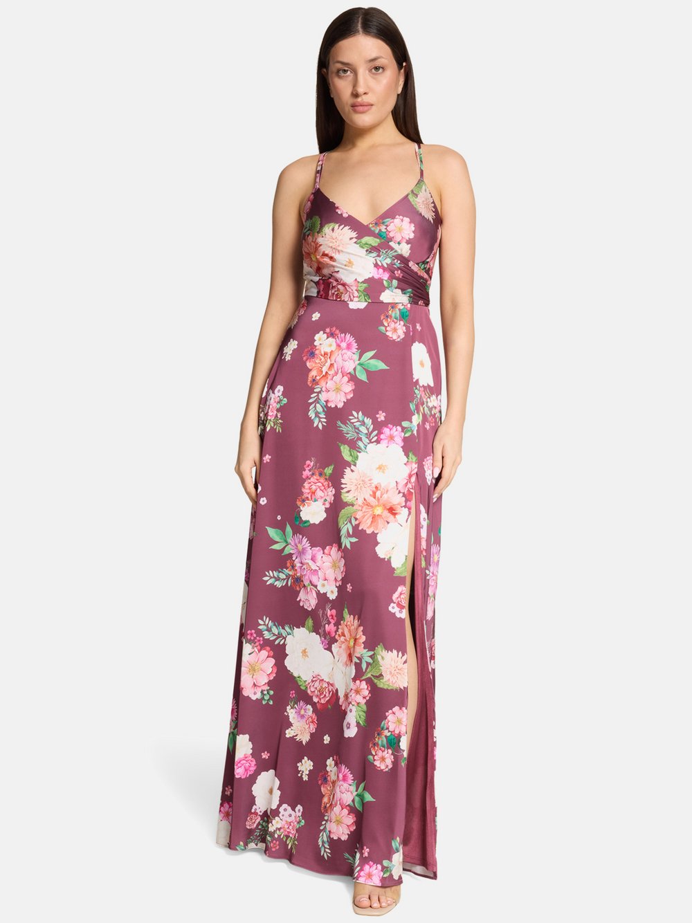 Vera Mont Abendkleid Damen rot gemustert, 44