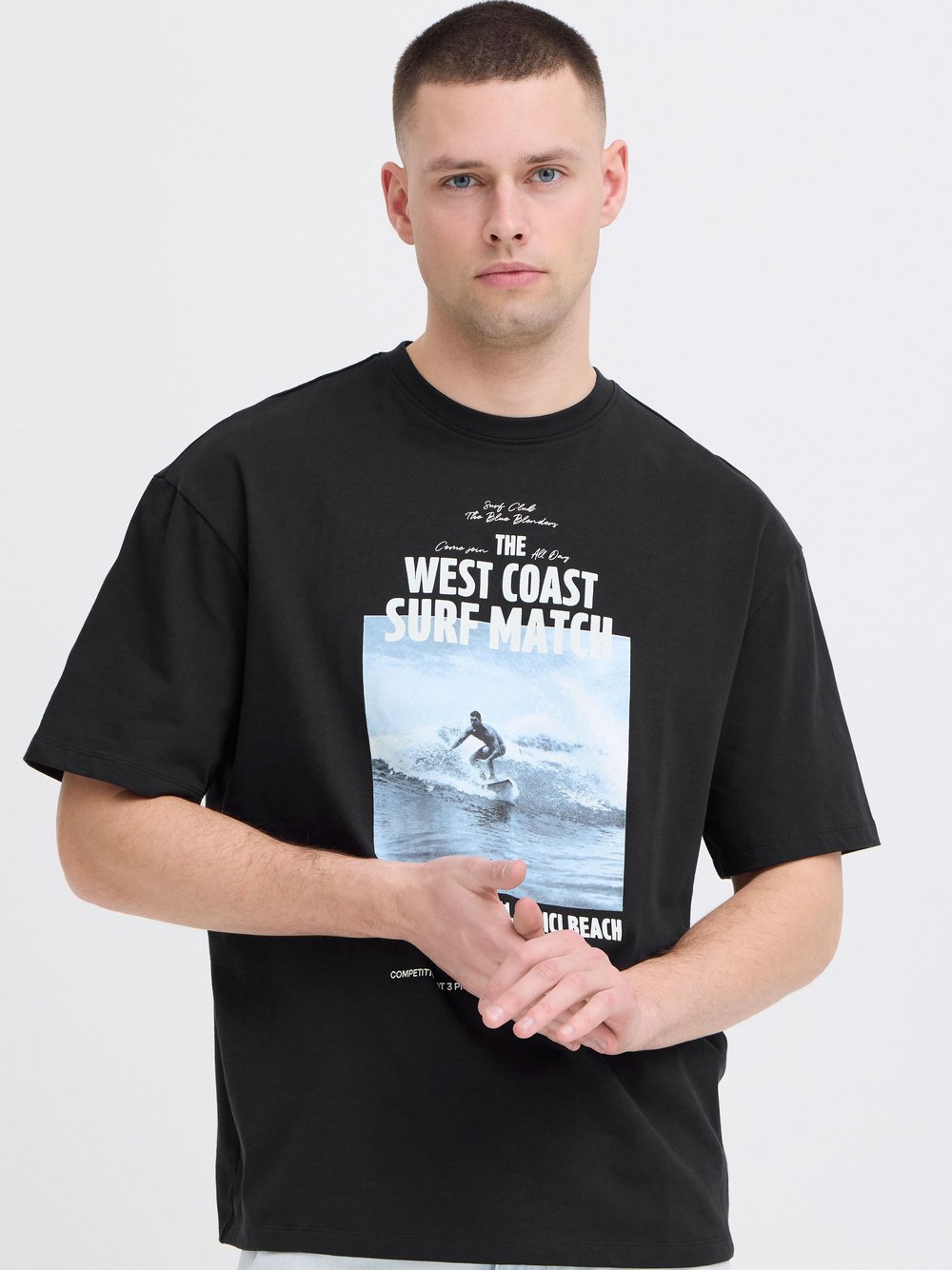 BLEND Rundhalsshirt Herren Baumwolle schwarz bedruckt, XXXL