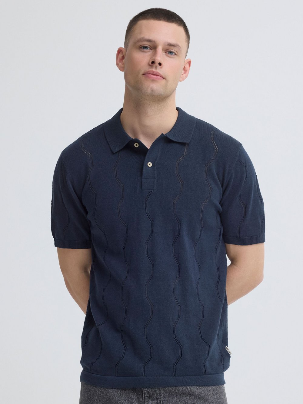 Thumbnail - BLEND Poloshirt Herren Baumwolle blau gemustert, XXXL