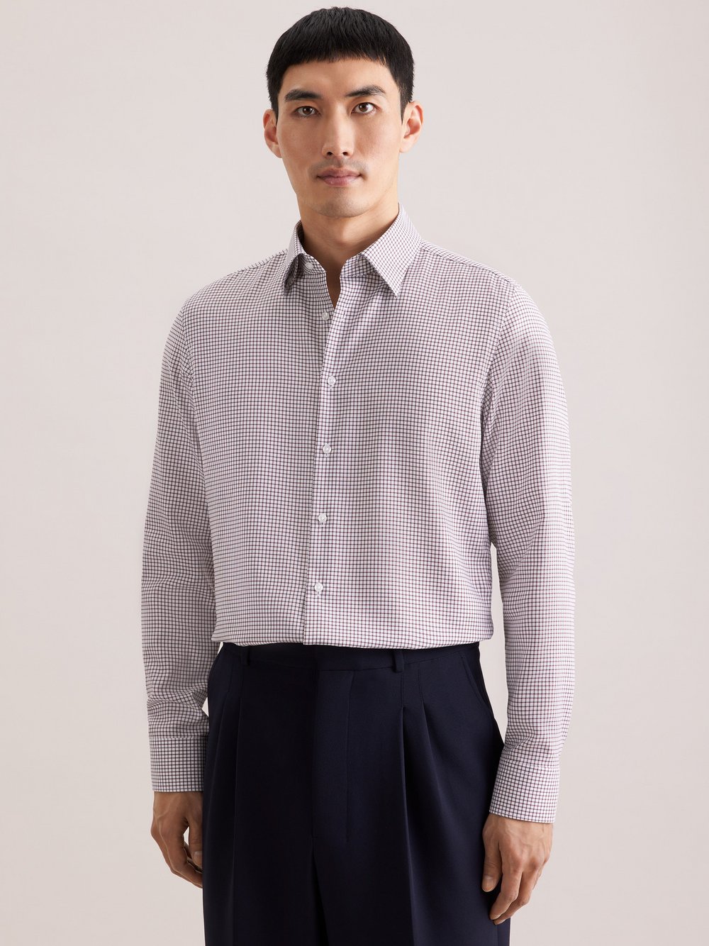 Seidensticker Business Hemd Herren Slim Fit Baumwolle braun kariert, 41