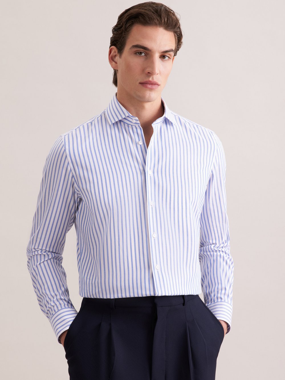 Seidensticker Business Hemd Herren Slim Fit Baumwolle mehrfarbig gestreift, 41