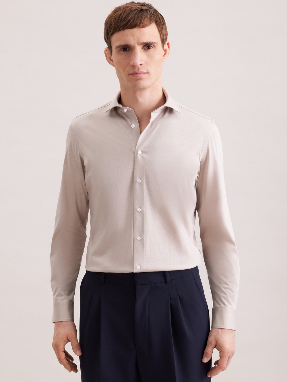 Thumbnail - Seidensticker Jerseyhemd Herren Slim Fit Baumwolle beige, 42