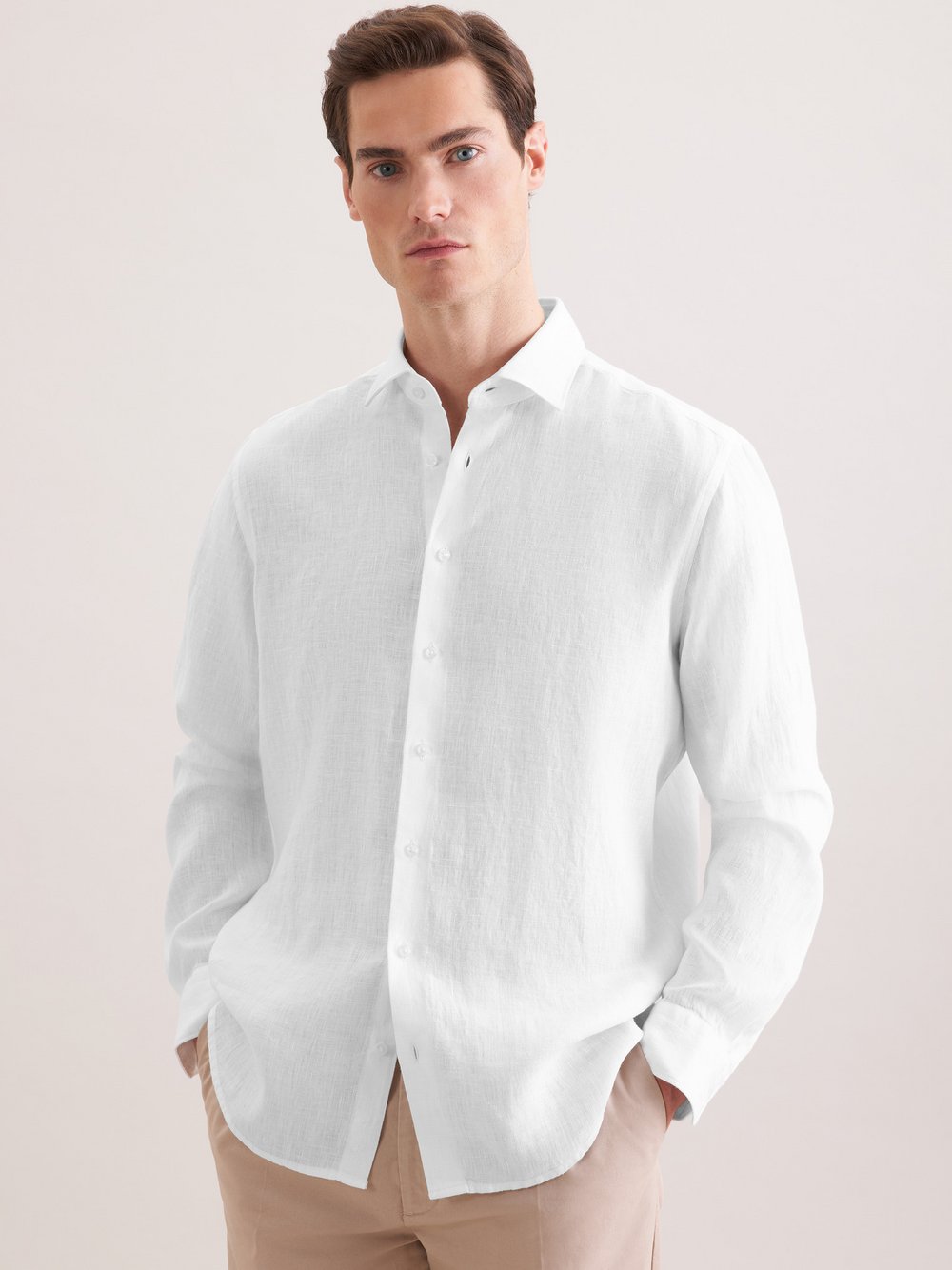 Seidensticker Leinenhemd Herren Regular Fit weiß, 42