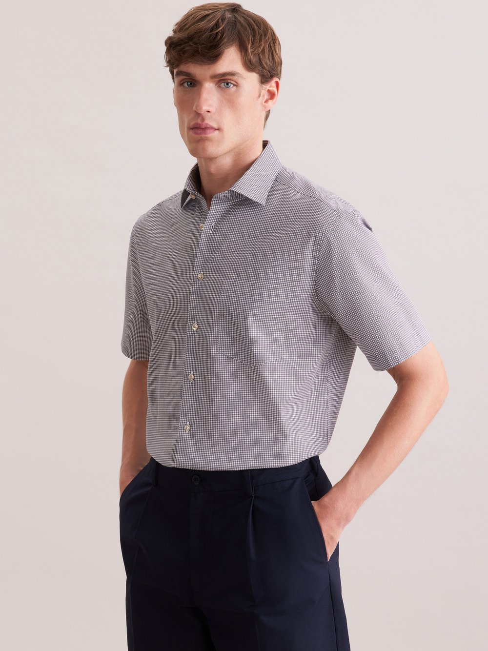 Seidensticker Business Hemd Herren Regular Fit Baumwolle grau gemustert, 40