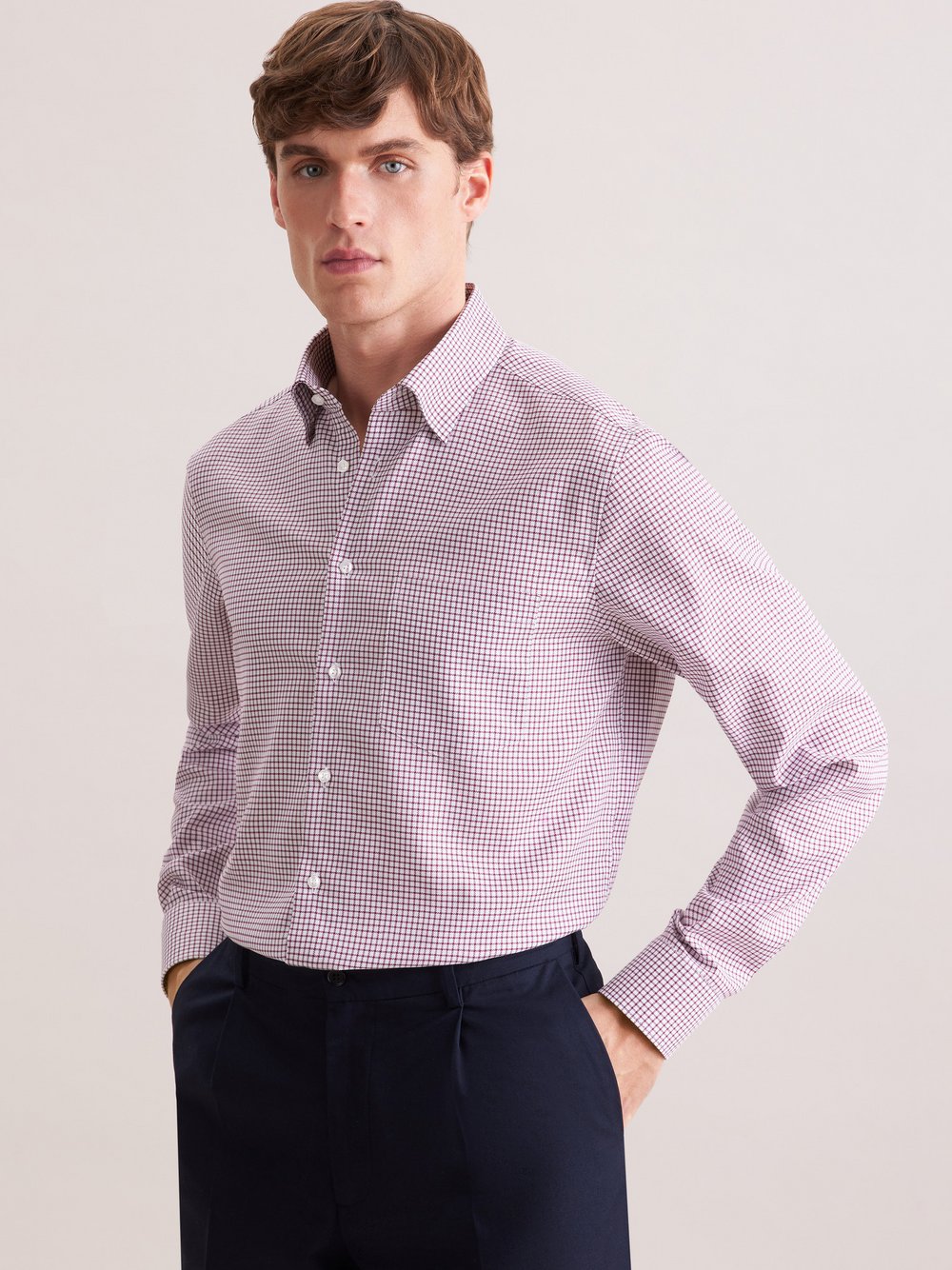 Seidensticker Business Hemd Herren Regular Fit Baumwolle rot kariert, 44