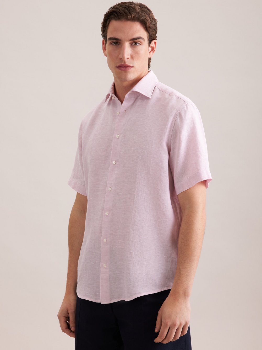 Seidensticker Leinenhemd Herren Regular Fit Leinen (100%) rosa, 44