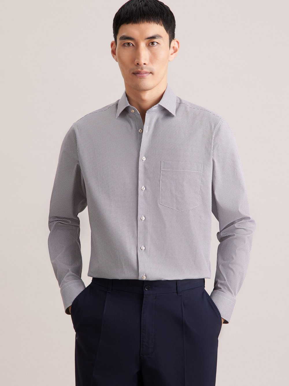 Seidensticker Business Hemd Herren Regular Fit Baumwolle grau gemustert, 42