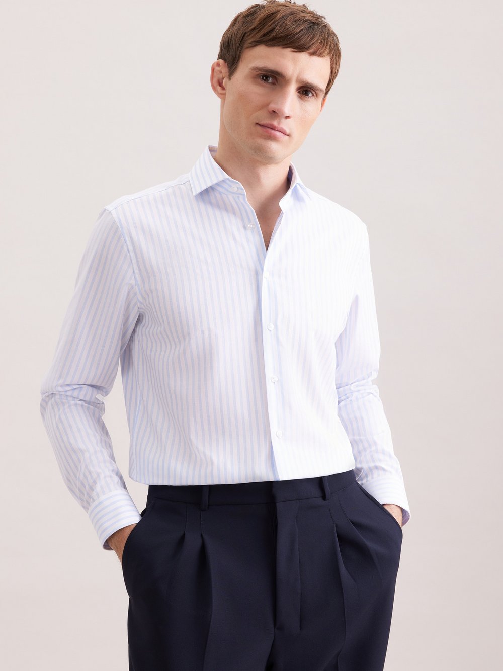 Seidensticker Business Hemd Herren Regular Fit Baumwolle mehrfarbig gestreift, 44