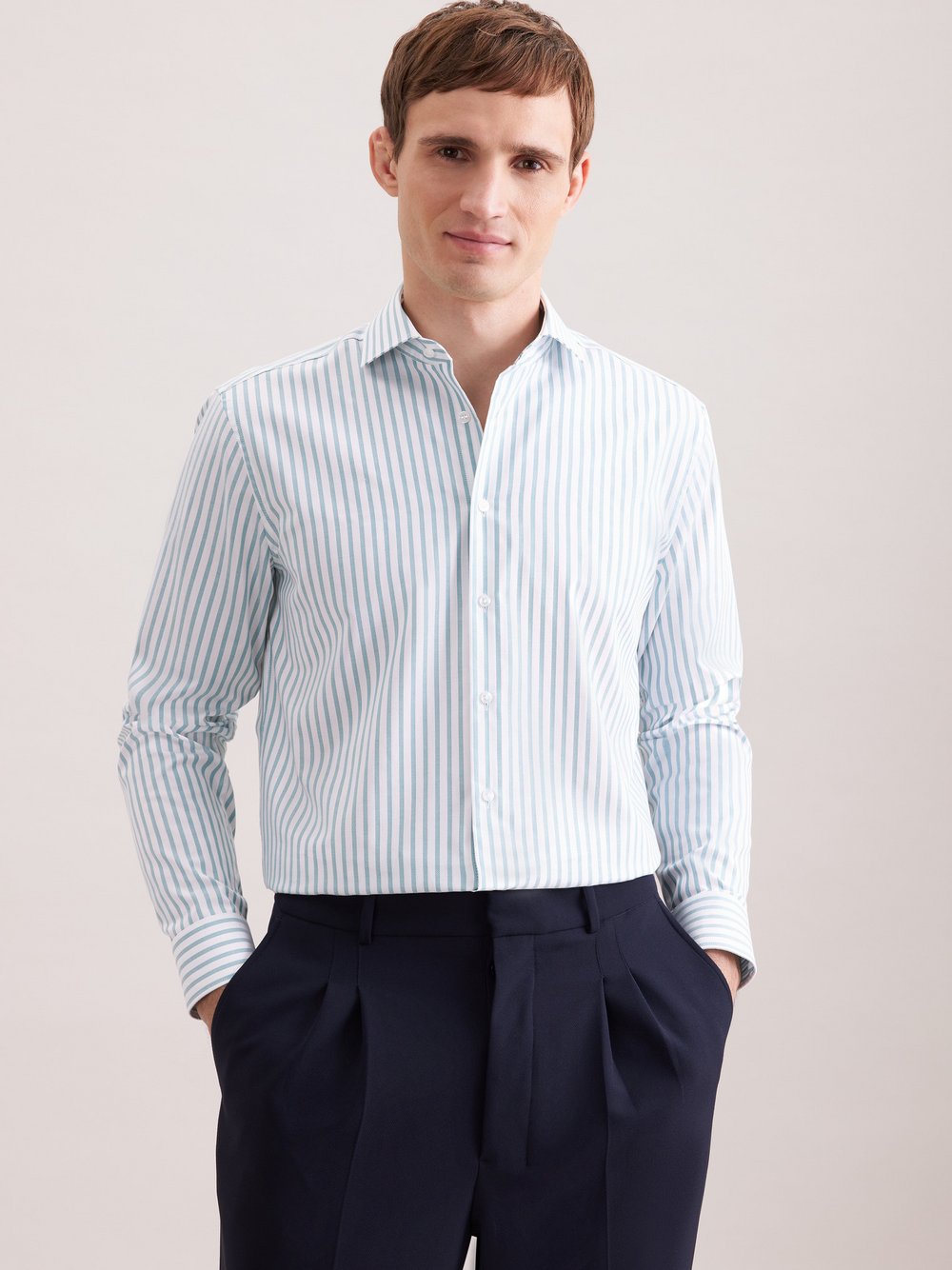 Seidensticker Business Hemd Herren Regular Fit Baumwolle mehrfarbig gestreift, 44