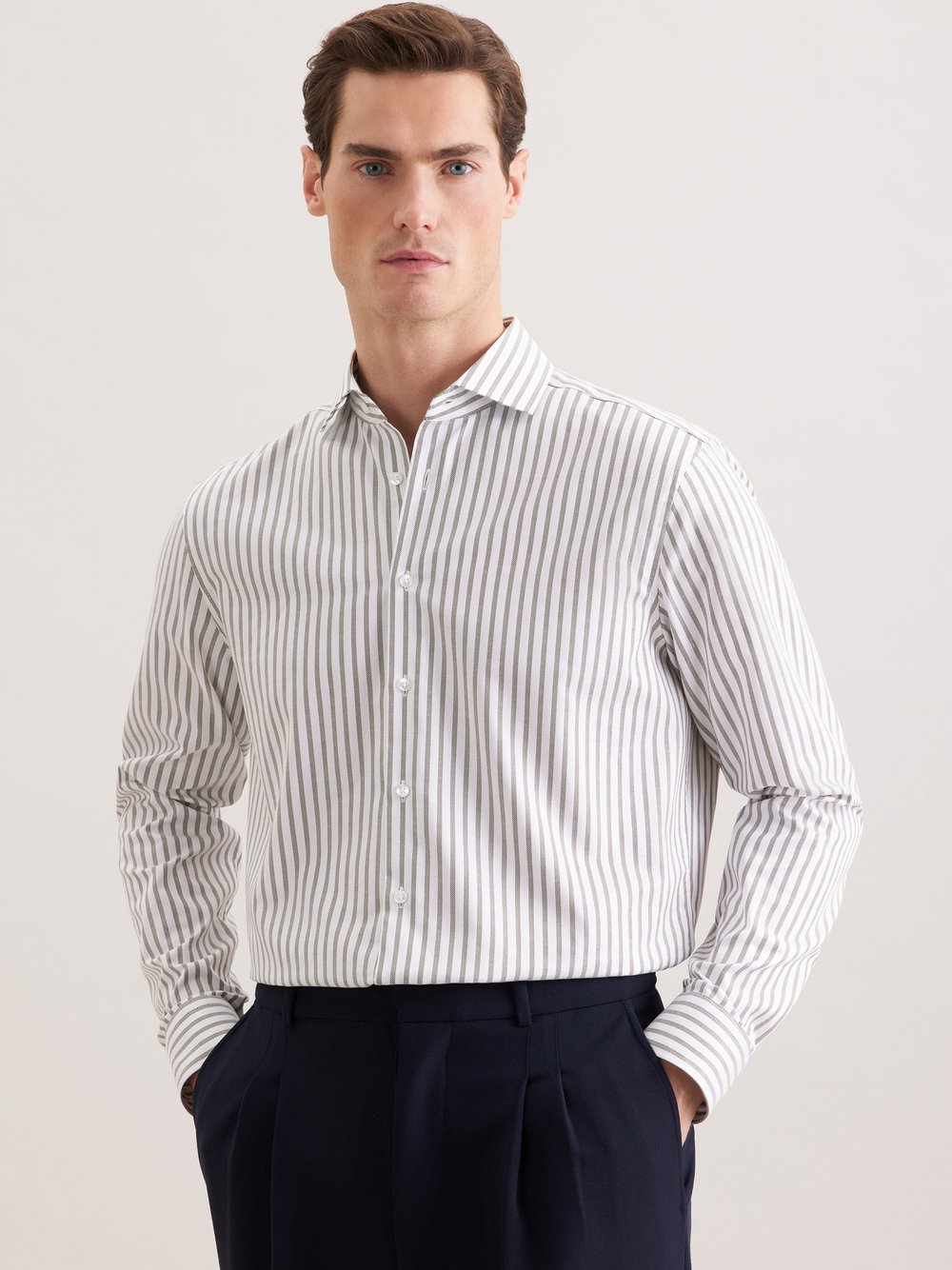 Seidensticker Business Hemd Herren Regular Fit Baumwolle mehrfarbig gestreift, 42