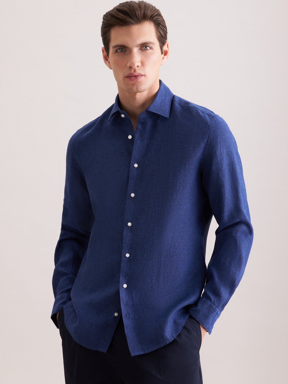 Thumbnail - Seidensticker Leinenhemd Herren Slim Fit blau, 38