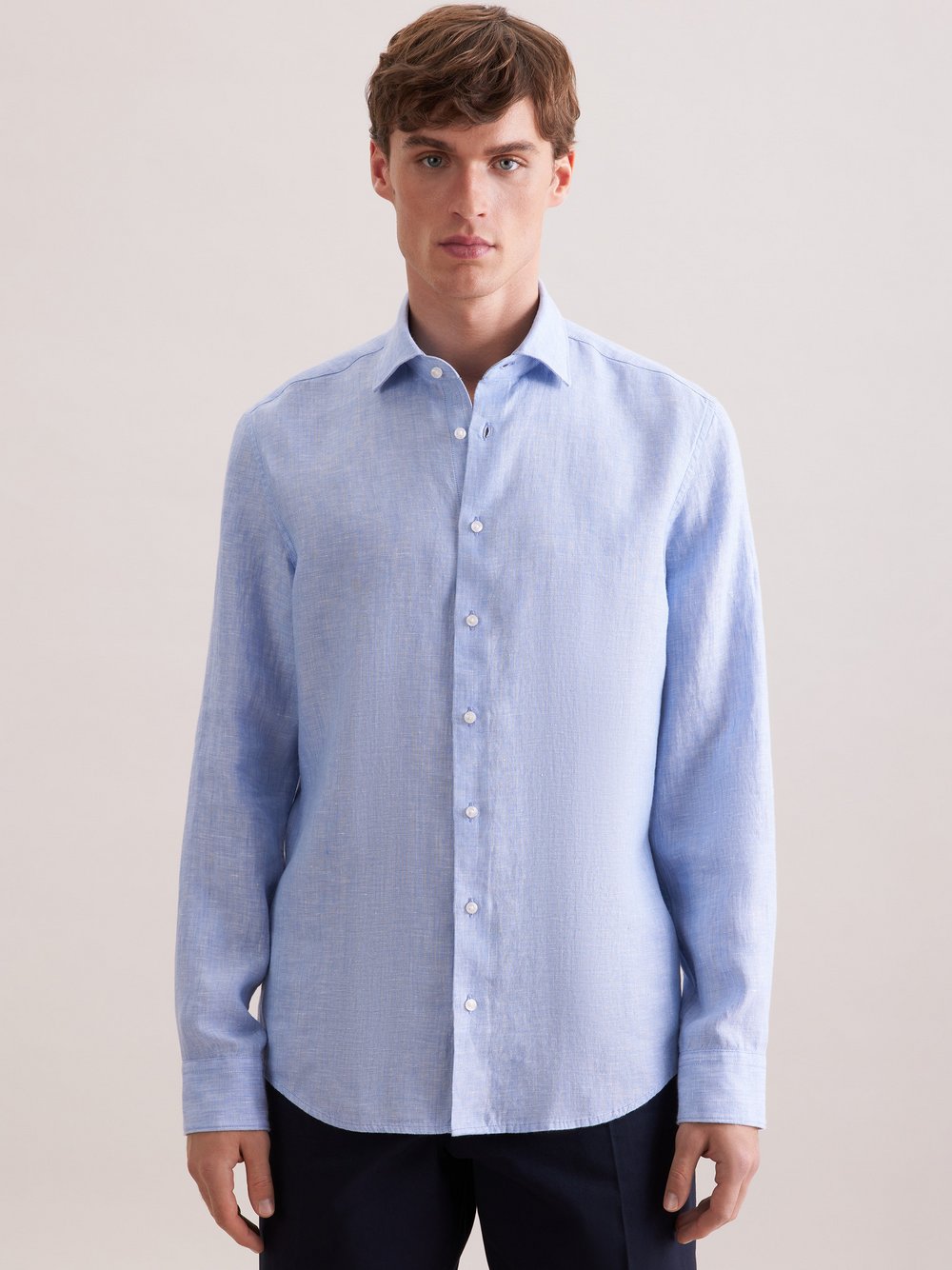 Seidensticker Leinenhemd Herren Slim Fit blau, 40