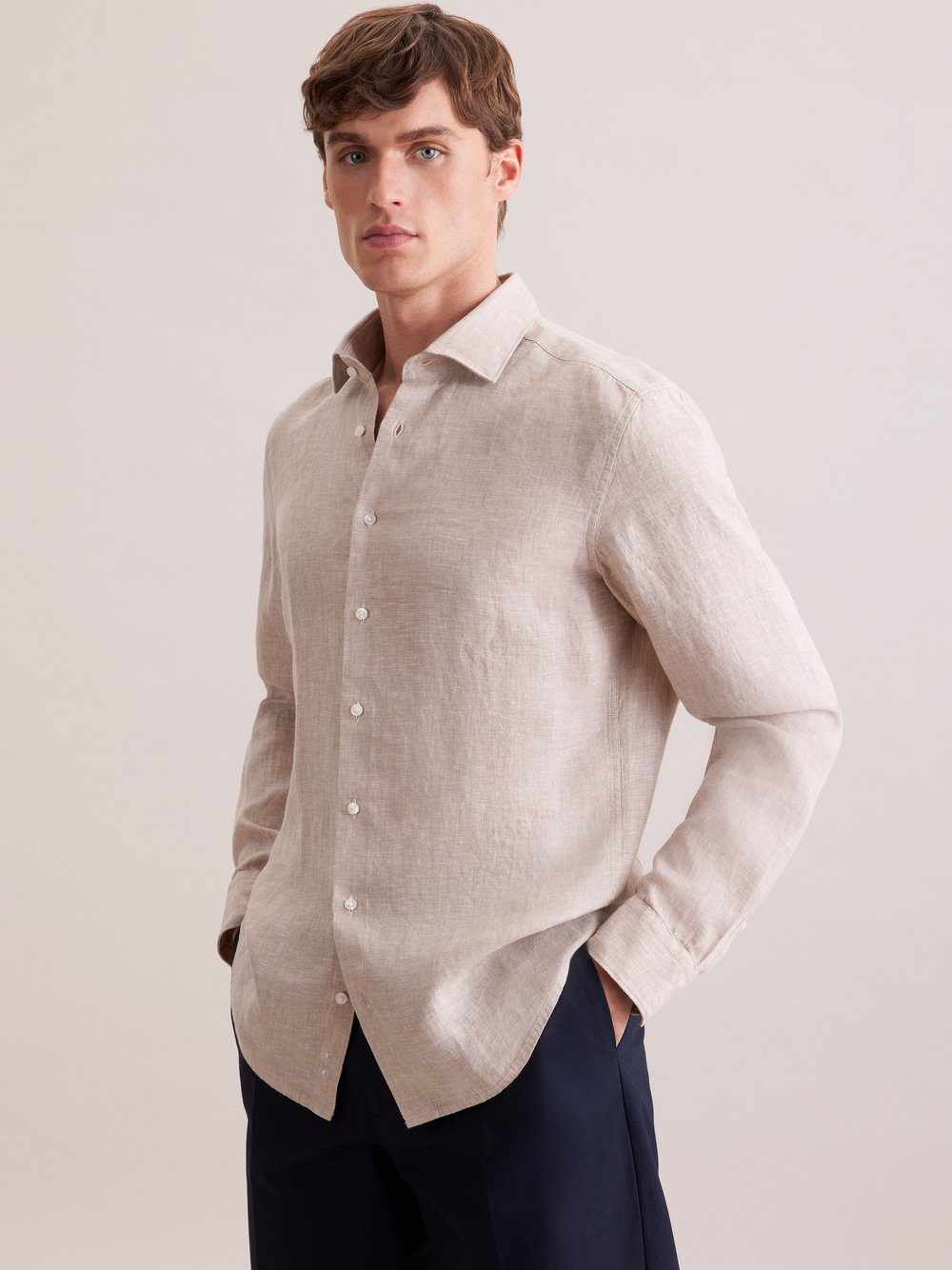Seidensticker Leinenhemd Herren Slim Fit beige, 37